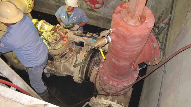 24 in angle linestop in Sewage Water Treatment Plant in Temecula CA