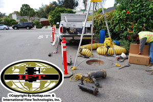 Click to magnify/shrink Live air valve install site inside a man hole