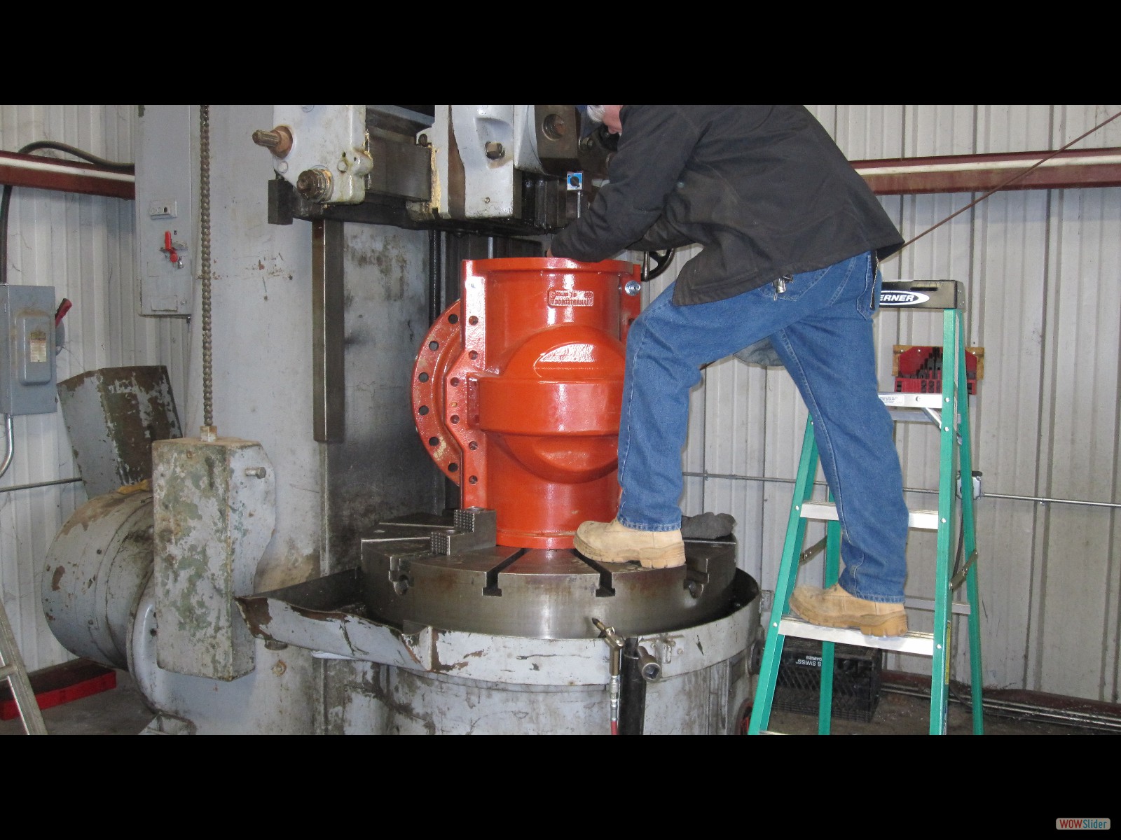 Mike Turning down the 12inch Insert Valve to fit the Pipe Exact OD
