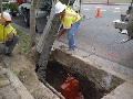 Last phase in this Insert Valve installation job is adding concrete around valve to reinforce